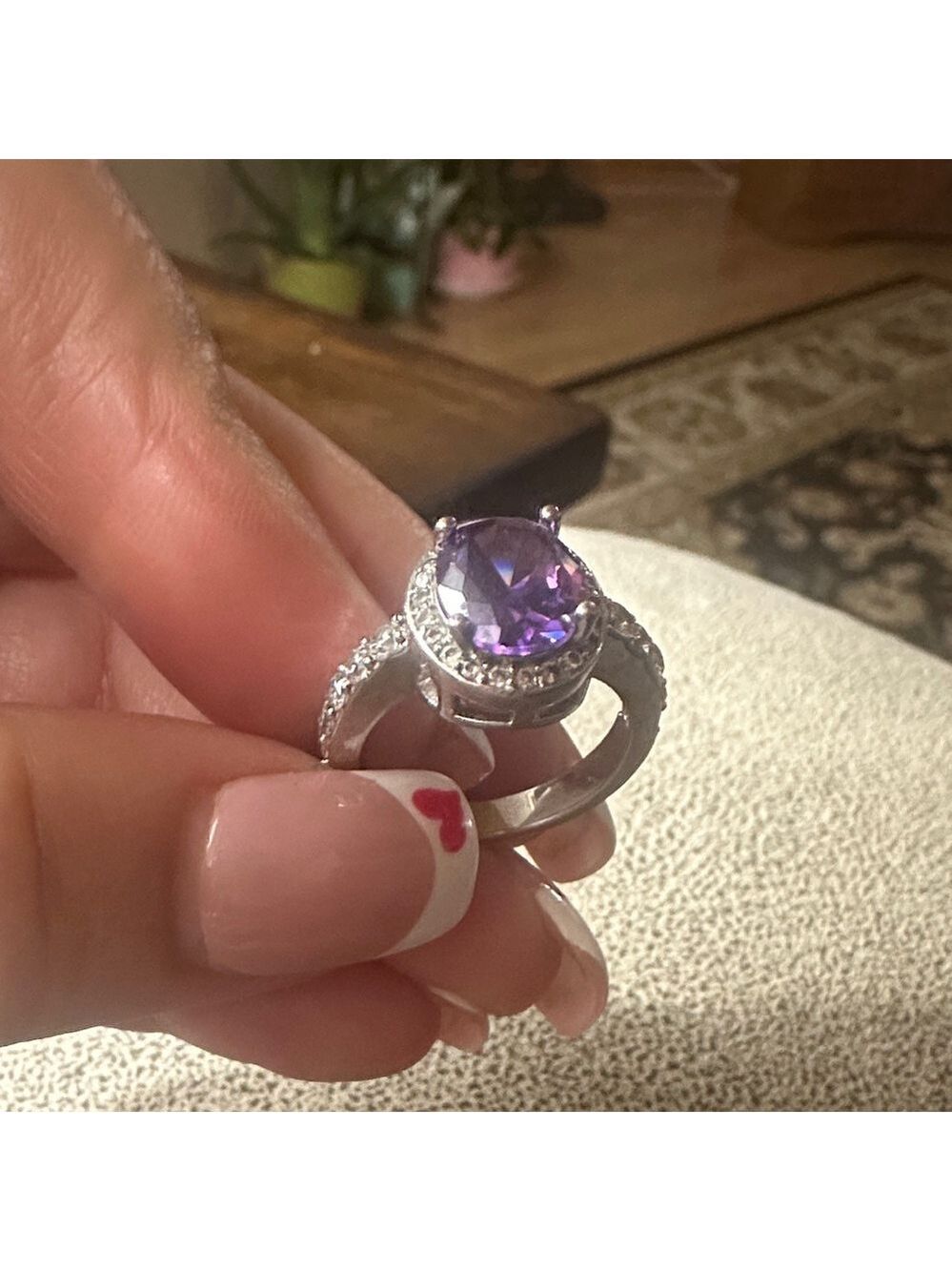 Elegant Purple Gemstone Silver Ring